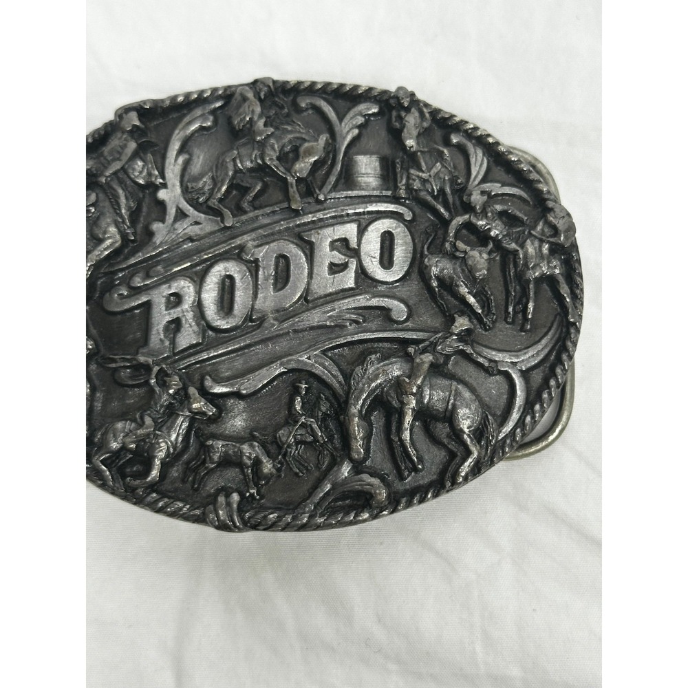 Siskiyou Rodeo Belt Buckle Vtg 1988 Pewter Western Cowboy Heavy Made USA - Picture 3 of 9